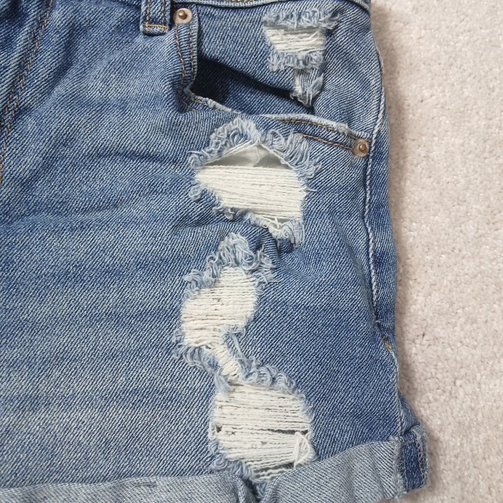 Happily Grey high rise Distressed Womens Juniors Jean Shorts Rolled Hem 5/27 - Picture 4 of 12